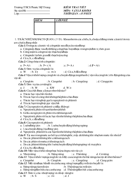 Đề 2 Kiểm tra 15 phút môn Vật lí - Khối 8 trường THCS Phước Mỹ Trung
